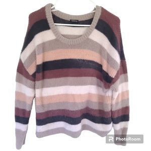 Torrid Rainbow Color Block Stripe Knit Crewneck Sweater Womens Size 1